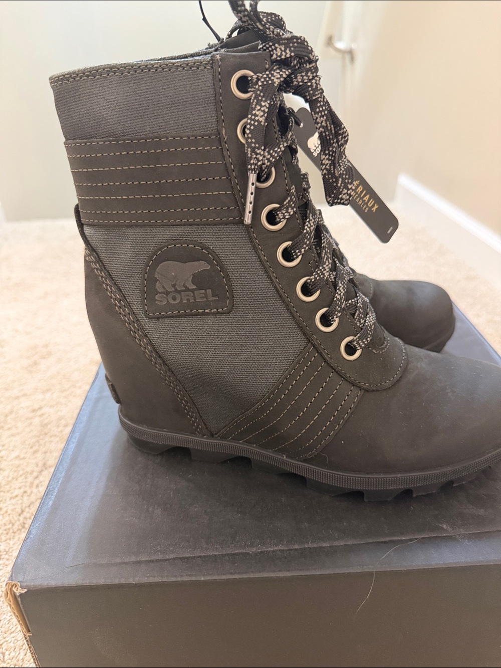 Sorel Women's Lexie Wedge Lace-Up Waterproof Ankle Boots - Black - Picture 3 of 6